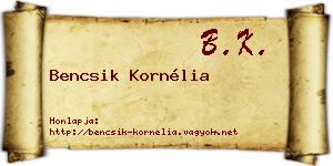 Bencsik Kornélia névjegykártya